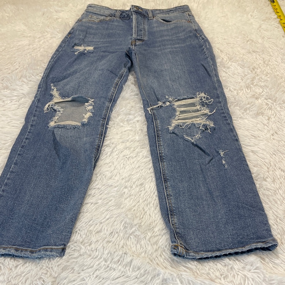 Wild Fable Distressed Blue Jeans WOMENS 6 HIGH RISE STRAIGHT BUTTON FLY